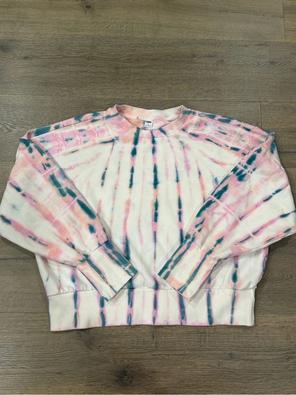 Old Navy Tie Dye Boho Crewneck Pull On Sweatshirt White Pink Blue